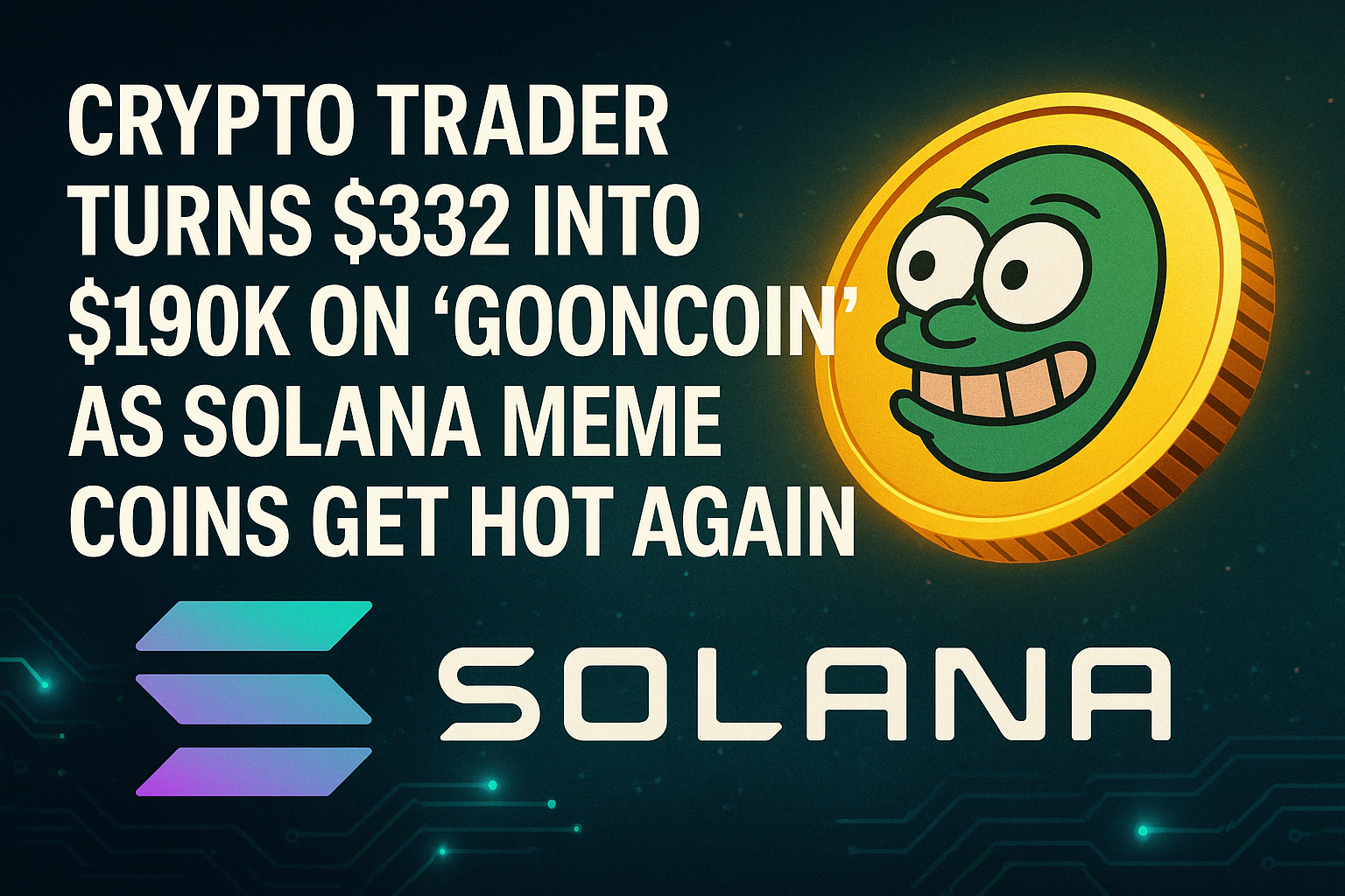Crypto Trader Turns $332 Into $190K on Gooncoin as Solana Meme Coins Get Hot Again