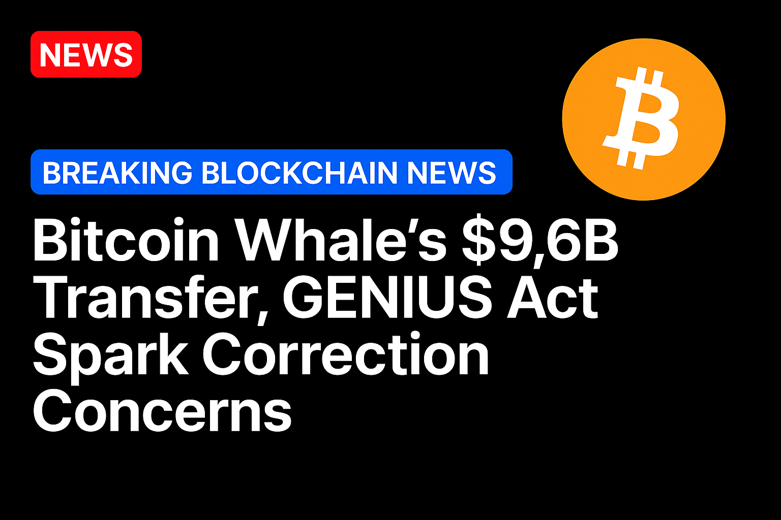 Bitcoin whale’s $9.6B transfer, GENIUS Act spark correction concerns