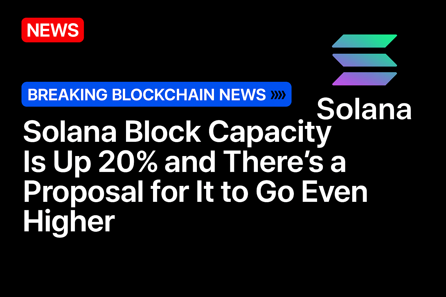 Solana block capacity is up 20% and there’s a proposal for it to go even higher