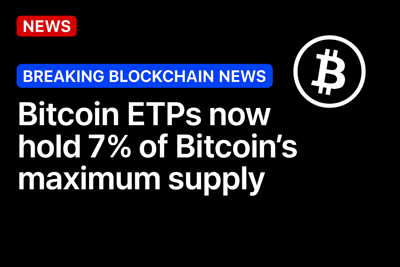 Bitcoin ETPs now hold 7% of Bitcoin’s maximum supply