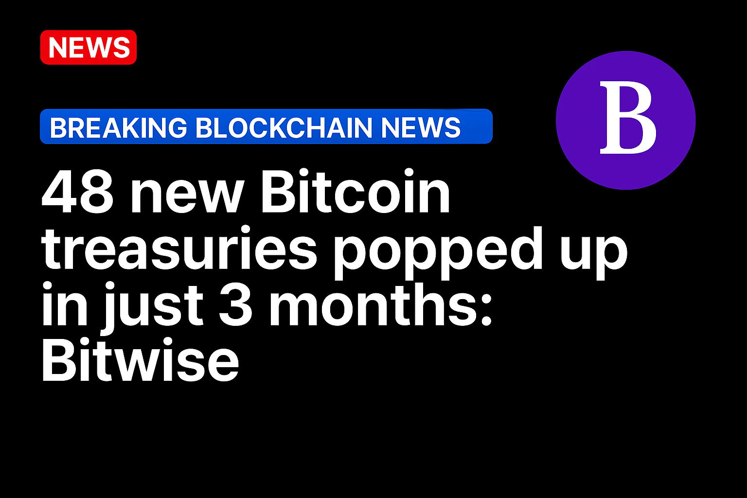 48 new Bitcoin treasuries popped up in just 3 months: Bitwise