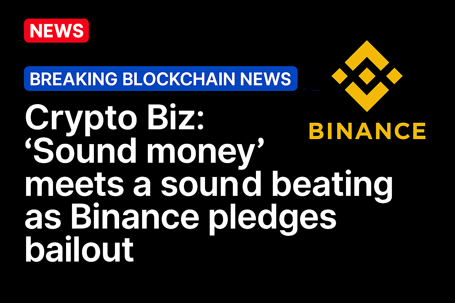 Crypto Biz: ‘Sound money’ meets a sound beating as Binance pledges bailout