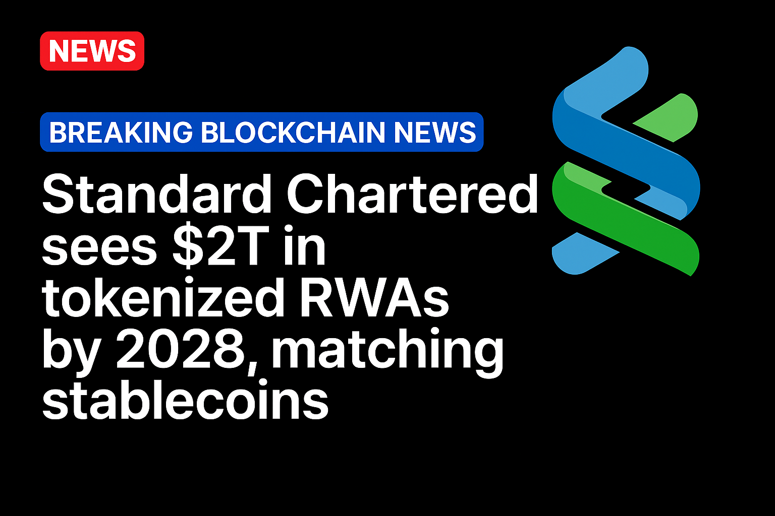 Standard Chartered sees $2T in tokenized RWAs by 2028, matching stablecoins