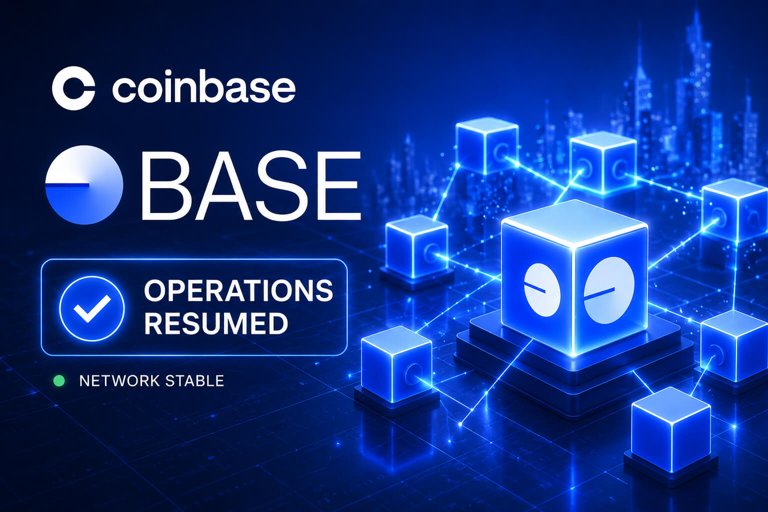 Coinbase’s Base Blockchain Resumes Operations After Two-Hour Network Outage